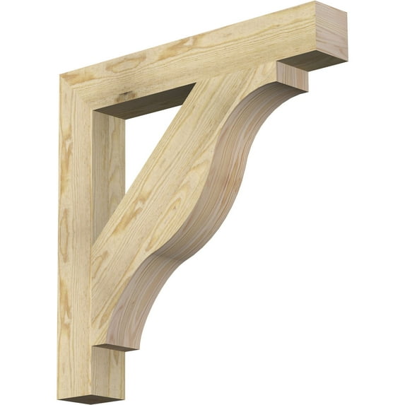 Ekena Millwork 4"W x 28"D x 28"H Funston Block Rough Sawn Bracket, Douglas Fir