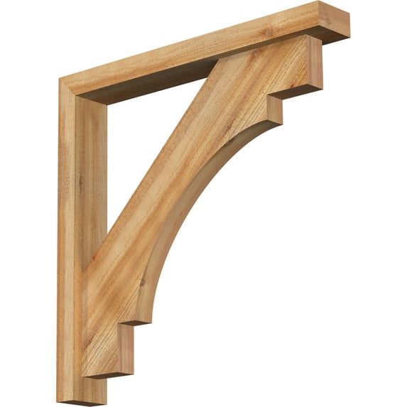 Ekena Millwork 4"W x 28"D x 28"H Merced Block Rough Sawn Bracket w/ Offset Brace, Western Red Cedar