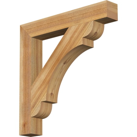 Ekena Millwork 4"W x 28"D x 28"H Olympic Block Rough Sawn Bracket, Western Red Cedar