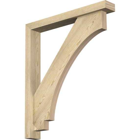 Ekena Millwork 4"W x 28"D x 32"H Imperial Block Rough Sawn Bracket w/ Offset Brace, Douglas Fir