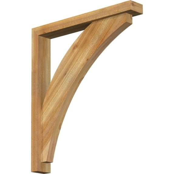 Ekena Millwork 4"W x 28"D x 32"H Thorton Block Rough Sawn Bracket w/ Offset Brace, Western Red Cedar