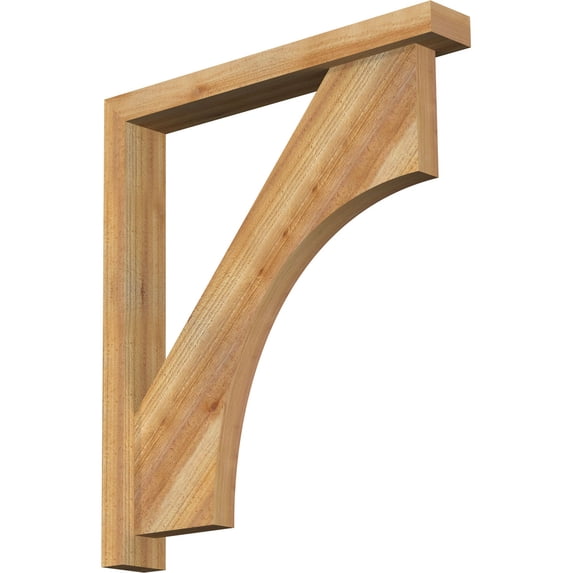 Ekena Millwork 4"W x 28"D x 32"H Westlake Block Rough Sawn Bracket w/ Offset Brace, Western Red Cedar