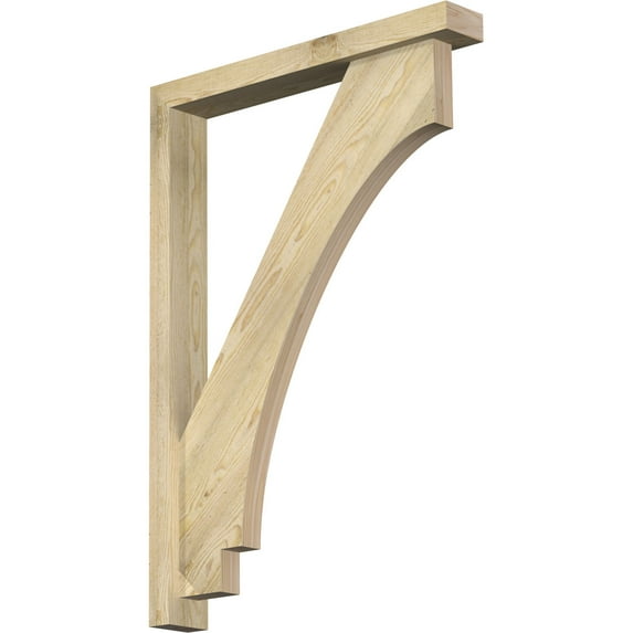 Ekena Millwork 4"W x 28"D x 40"H Imperial Block Rough Sawn Bracket w/ Offset Brace, Douglas Fir