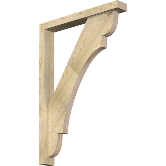 Ekena Millwork 4"W x 28"D x 40"H Olympic Block Rough Sawn Bracket w/ Offset Brace, Douglas Fir