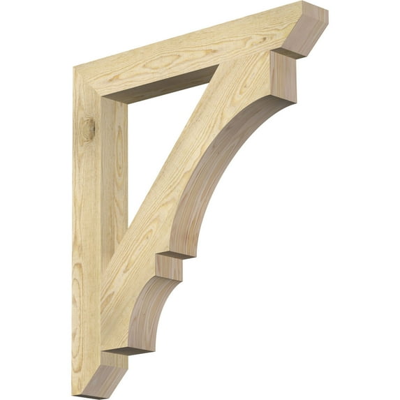 Ekena Millwork 4"W x 30"D x 34"H Balboa Slat Rough Sawn Bracket, Douglas Fir