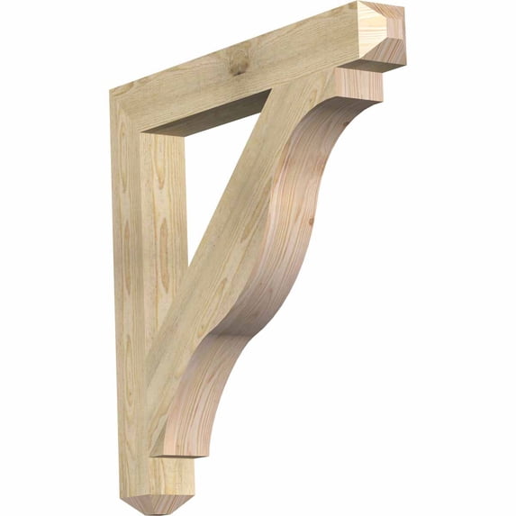Ekena Millwork 4"W x 32"D x 32"H Funston Craftsman Rough Sawn Bracket, Douglas Fir