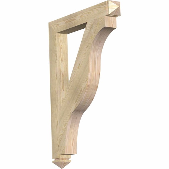 Ekena Millwork 4"W x 32"D x 44"H Funston Arts & Crafts Rough Sawn Bracket, Douglas Fir