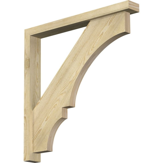 Ekena Millwork 4"W x 34"D x 34"H Balboa Block Rough Sawn Bracket w/ Offset Brace, Douglas Fir