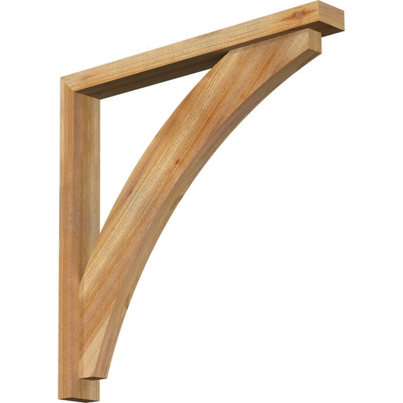 Ekena Millwork 4"W x 34"D x 34"H Thorton Block Rough Sawn Bracket w/ Offset Brace, Western Red Cedar