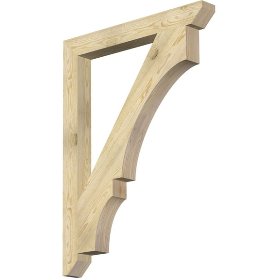 Ekena Millwork 4"W x 36"D x 48"H Balboa Slat Rough Sawn Bracket, Douglas Fir
