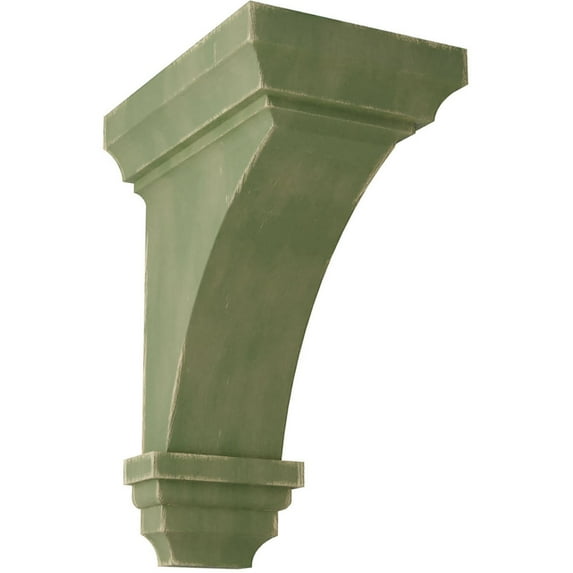 Ekena Millwork 4"W x 4 3/4"D x 8"H Small Jefferson Wood Vintage Decor Corbel, Restoration Green