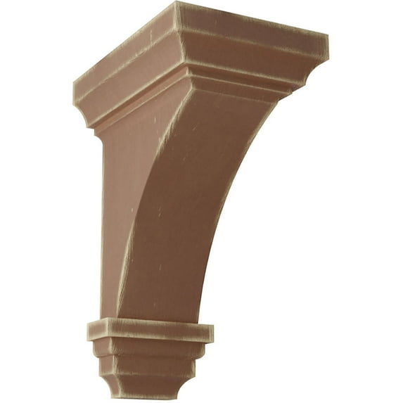 Ekena Millwork 4"W x 4 3/4"D x 8"H Small Jefferson Wood Vintage Decor Corbel, Weathered Brown