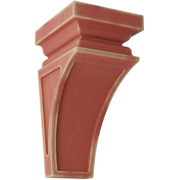 Ekena Millwork 4"W x 4 3/4"D x 8"H Small Nevio Wood Vintage Decor Corbel, Salvage Red