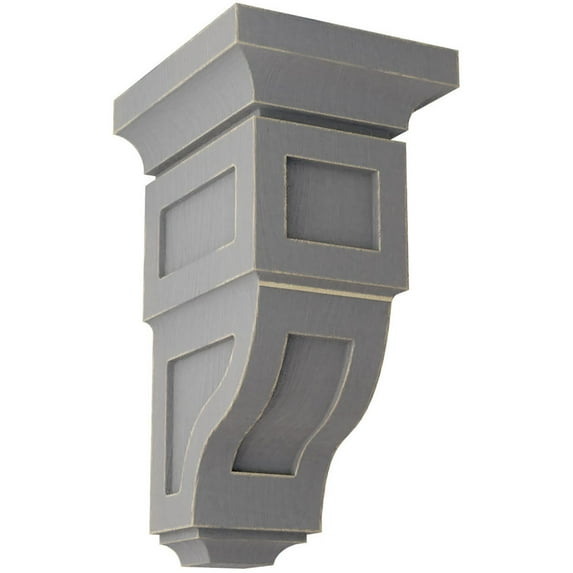 Ekena Millwork 4"W x 4 3/4"D x 8"H Small Reyes Wood Vintage Decor Corbel, Pebble Grey