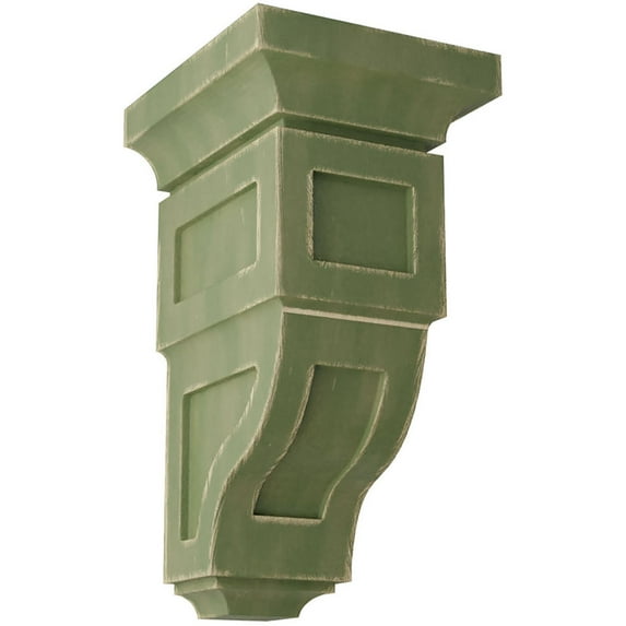 Ekena Millwork 4"W x 4 3/4"D x 8"H Small Reyes Wood Vintage Decor Corbel, Restoration Green