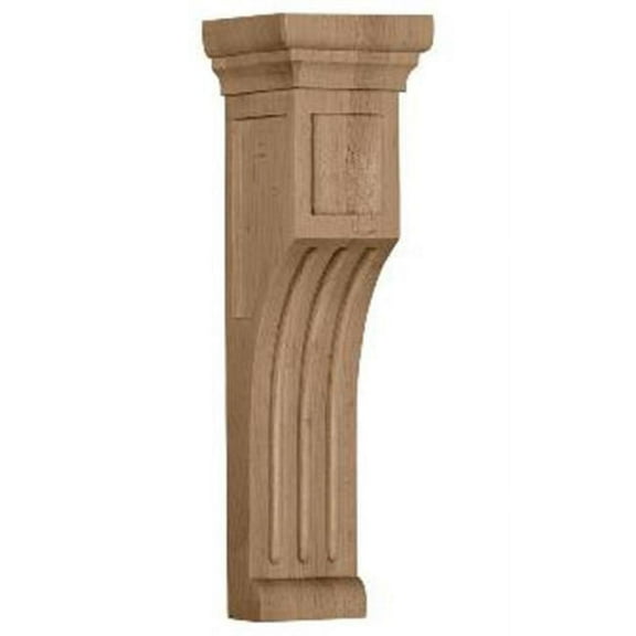 Ekena Millwork 4"W x 4"D x 14"H Recessed Groove Corbel, Rubberwood