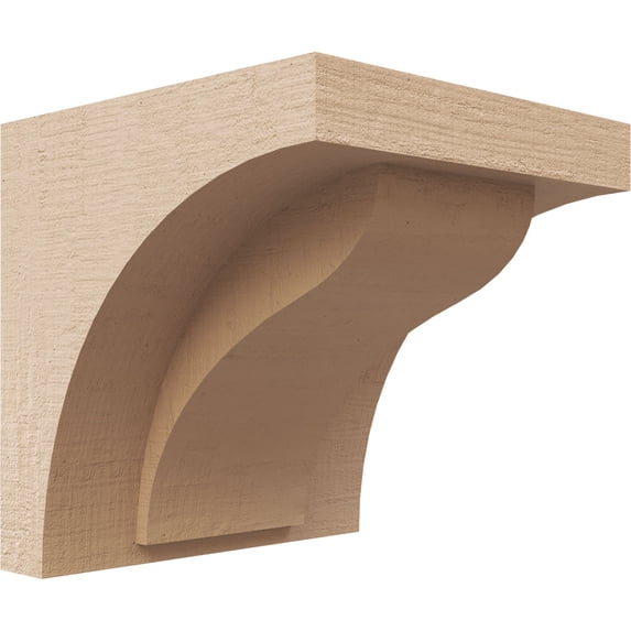 4"W x 4"D x 4"H Wide Helena Rough Cedar Woodgrain TimberThane Corbel, Primed Tan