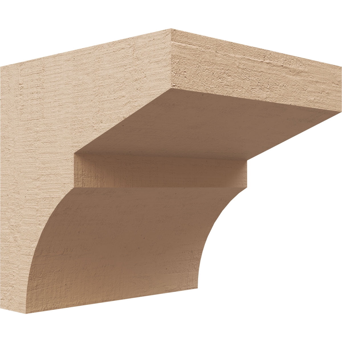 4"W x 4"D x 4"H Wide Monterey Rough Cedar Woodgrain TimberThane Corbel, Primed Tan