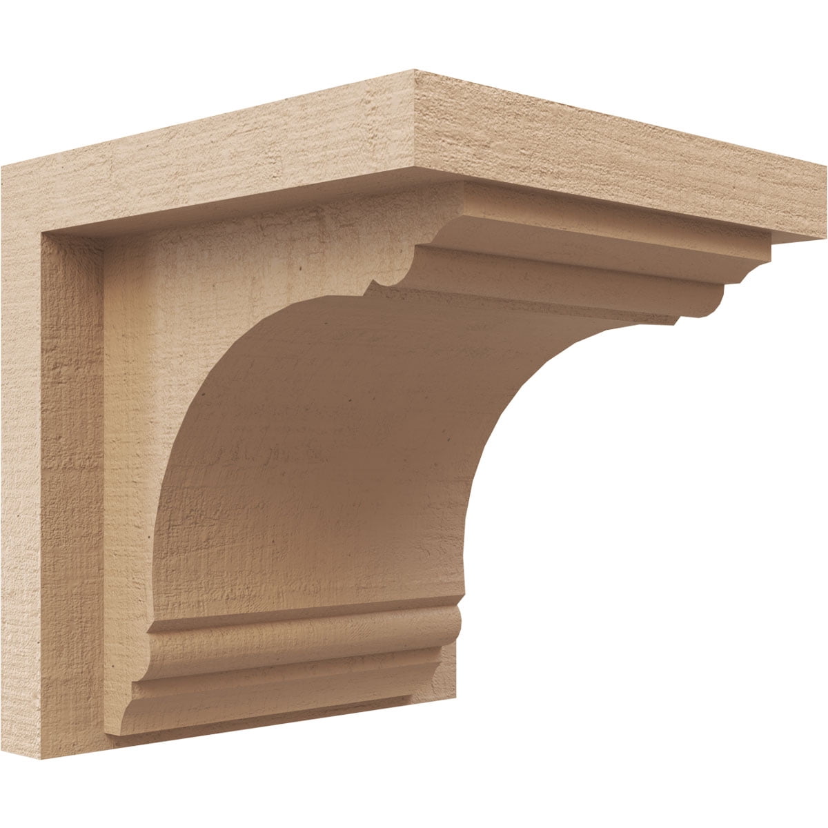 4"W x 4"D x 4"H Wide Warren Rough Cedar Woodgrain TimberThane Corbel, Primed Tan
