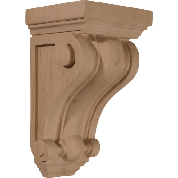 Ekena Millwork 4"W x 4"D x 7 1/2"H Devon Traditional Wood Corbel, Cherry