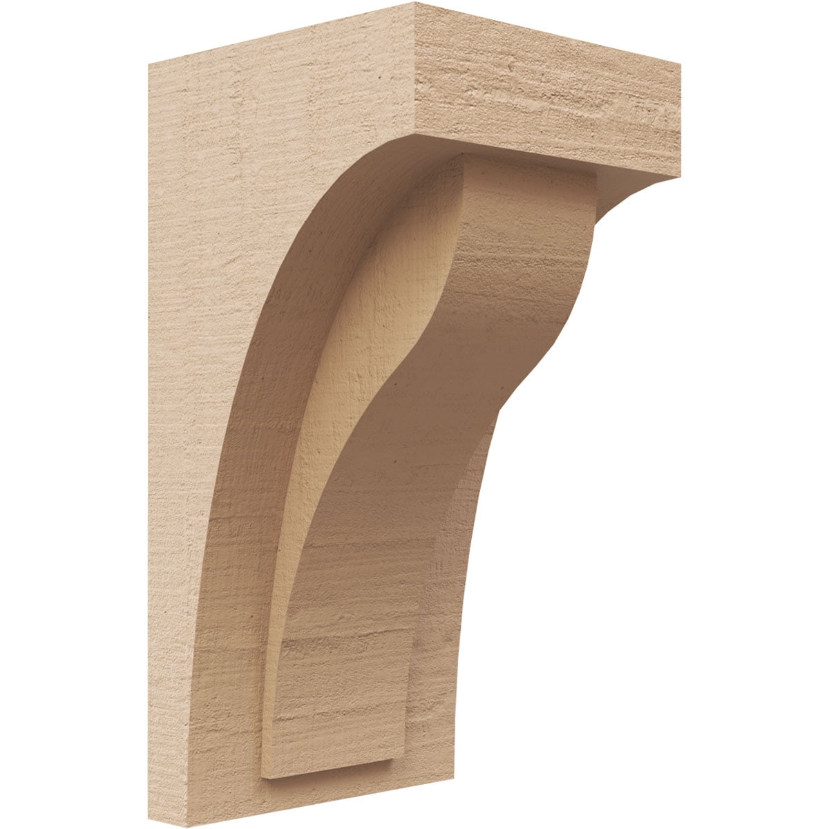 4"W x 4"D x 8"H Wide Helena Rough Cedar Woodgrain TimberThane Corbel, Primed Tan