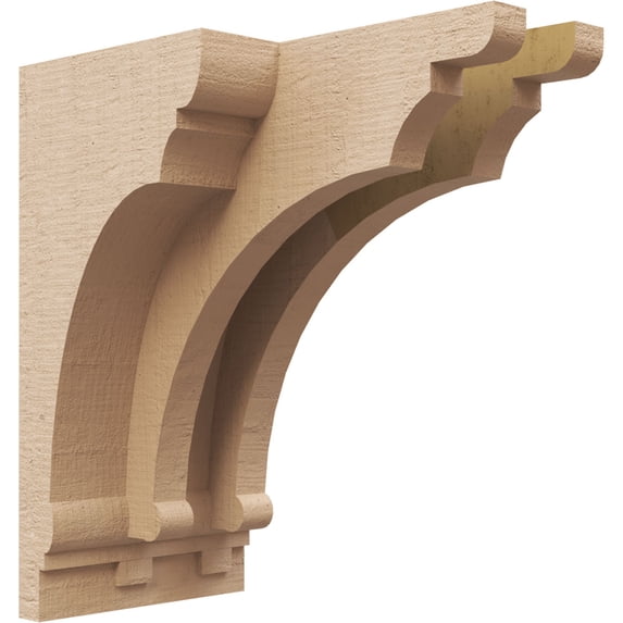 4"W x 4"D x 8"H Wide Hughes Rough Cedar Woodgrain TimberThane Corbel, Primed Tan