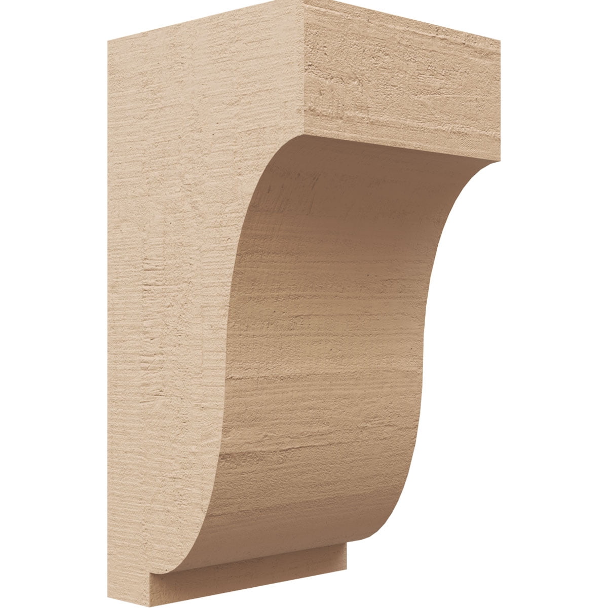 4"W x 4"D x 8"H Wide Van Buren Rough Cedar Woodgrain TimberThane Corbel, Primed Tan