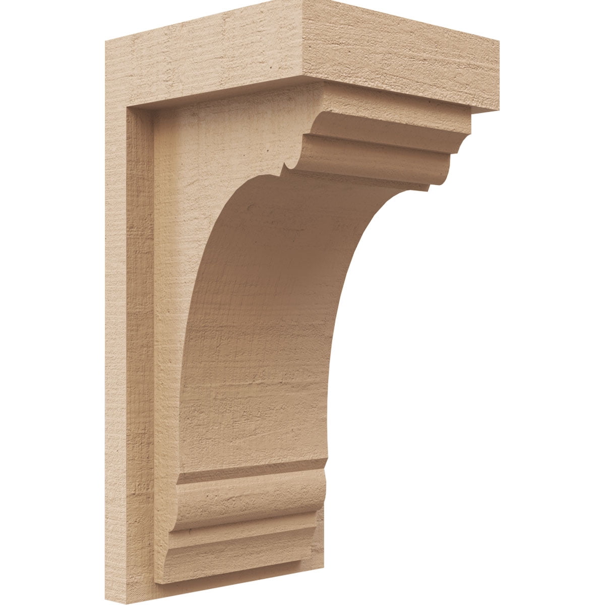 4"W x 4"D x 8"H Wide Warren Rough Cedar Woodgrain TimberThane Corbel, Primed Tan