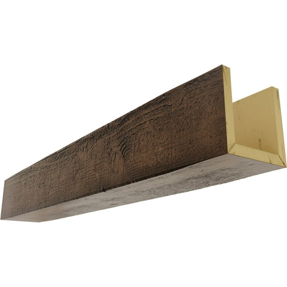 Ekena Millwork 4"W x 6"H x 14'L 3-Sided (U-beam) Rough Sawn Endurathane Faux Wood Ceiling Beam, Premium Aged
