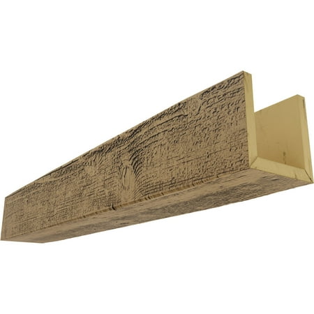 Ekena Millwork 4"W x 6"H x 18'L 3-Sided (U-beam) Rough Sawn Endurathane Faux Wood Ceiling Beam, Natural Golden Oak