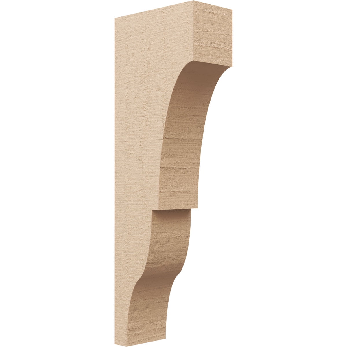 4"W x 8"D x 24"H Thin Asheboro Rough Cedar Woodgrain TimberThane Corbel, Primed Tan