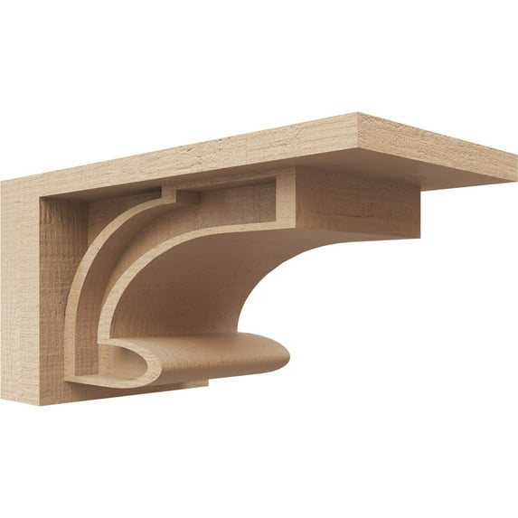 4"W x 8"D x 4"H Wide Alma Rough Cedar Woodgrain TimberThane Corbel, Primed Tan