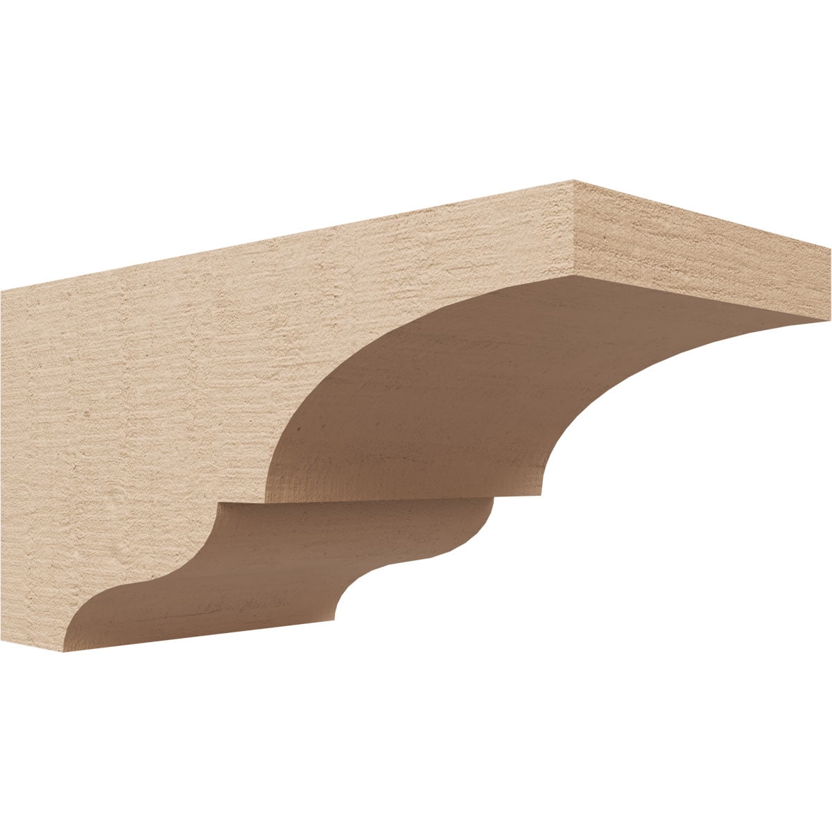 4"W x 8"D x 4"H Wide Asheboro Rough Cedar Woodgrain TimberThane Corbel, Primed Tan