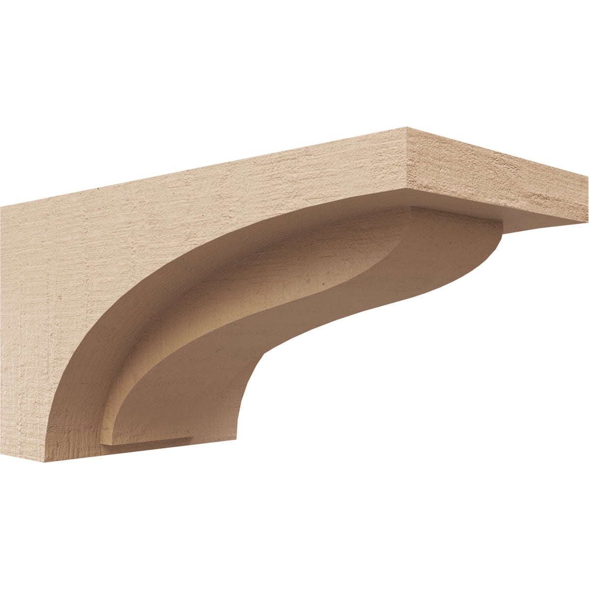4"W x 8"D x 4"H Wide Helena Rough Cedar Woodgrain TimberThane Corbel, Primed Tan