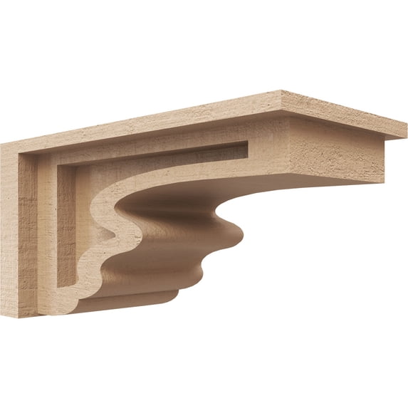 4"W x 8"D x 4"H Wide Highland Rough Cedar Woodgrain TimberThane Corbel, Primed Tan