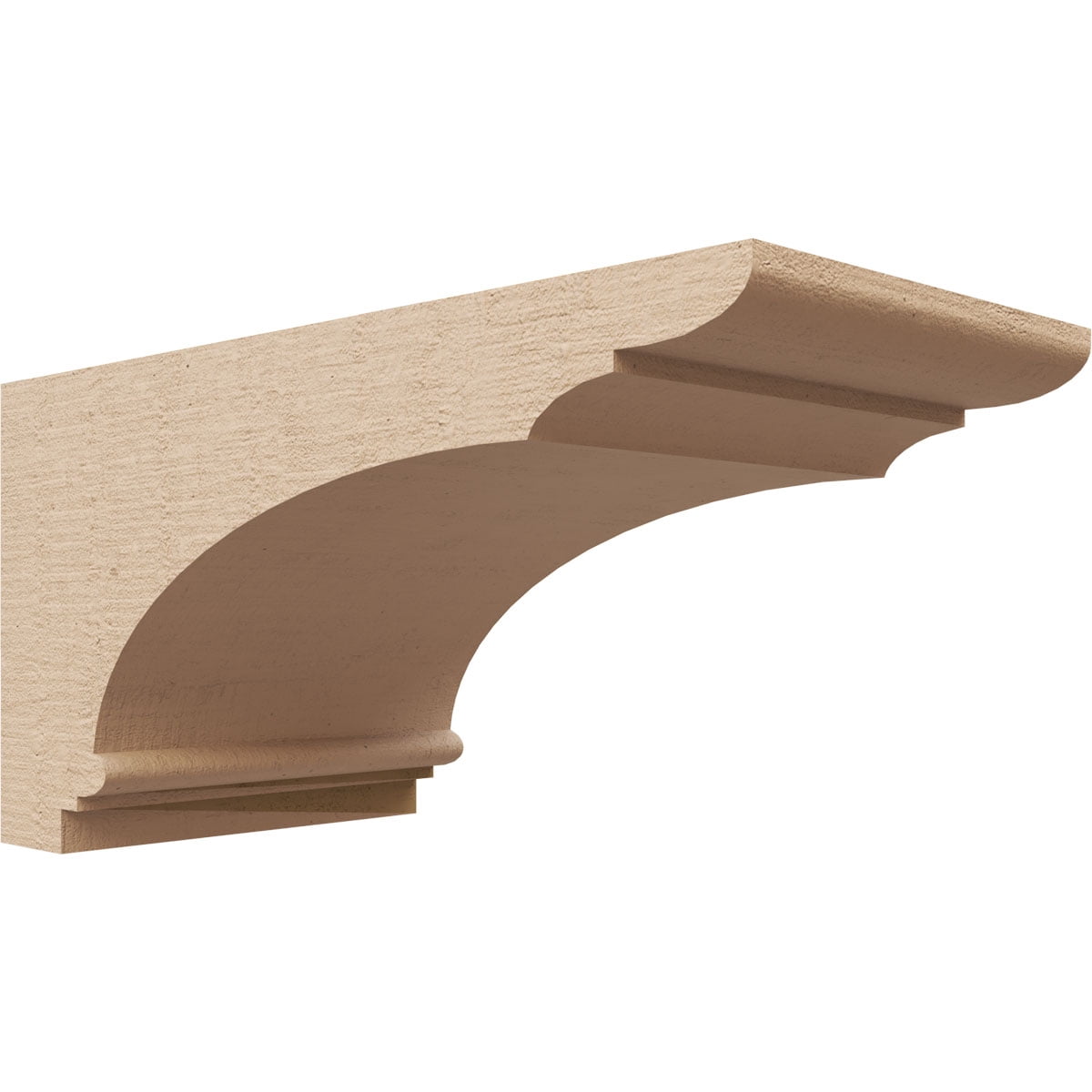 4"W x 8"D x 4"H Wide Hughes Rough Cedar Woodgrain TimberThane Corbel, Primed Tan