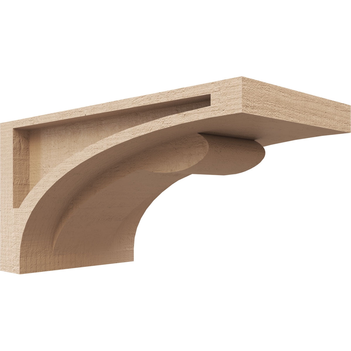 4"W x 8"D x 4"H Wide Viola Rough Cedar Woodgrain TimberThane Corbel, Primed Tan