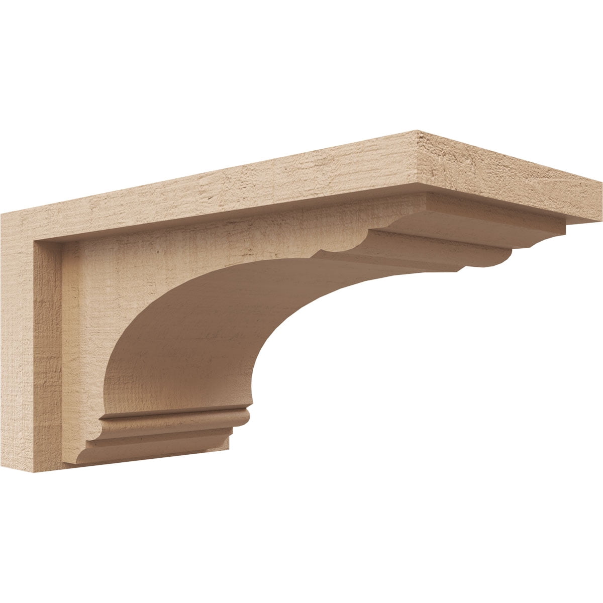 4"W x 8"D x 4"H Wide Warren Rough Cedar Woodgrain TimberThane Corbel, Primed Tan