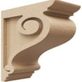 thumbnail image 1 of 4"W x 8"D x 8"H Classic Scroll Rough Cedar Woodgrain TimberThane Corbel, Primed Tan, 1 of 6