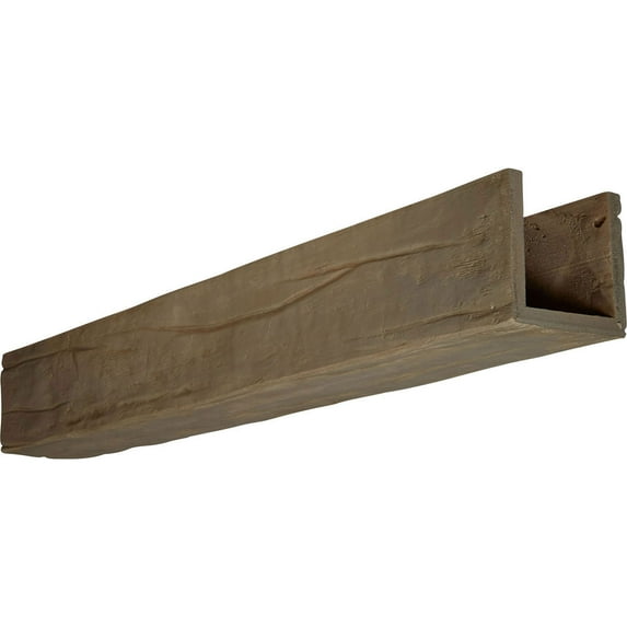 Ekena Millwork 4"W x 8"H x 12'L 3-Sided (U-beam) Riverwood Endurathane Faux Wood Ceiling Beam, Natural Honey Dew