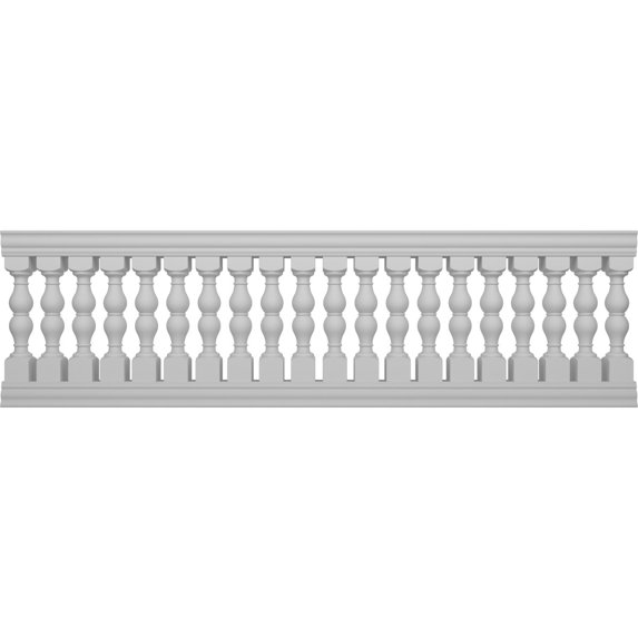 Ekena Millwork 40"H x 11'L Fiberthane Avalon Unassembled Balustrade Railing Kit, Style D (6 7/8" On-Center Spacing to Pass 4" Sphere Code)
