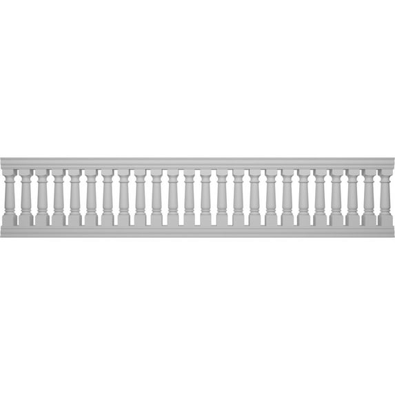 Ekena Millwork 40"H x 15'L Fiberthane Wellington Unassembled Balustrade Railing Kit, Style D (7 5/8" On-Center Spacing to Pass 4" Sphere Code)