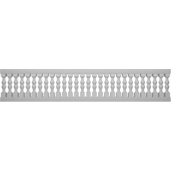 Ekena Millwork 40"H x 16'L Fiberthane Avalon Unassembled Balustrade Railing Kit, Style D (6 7/8" On-Center Spacing to Pass 4" Sphere Code)