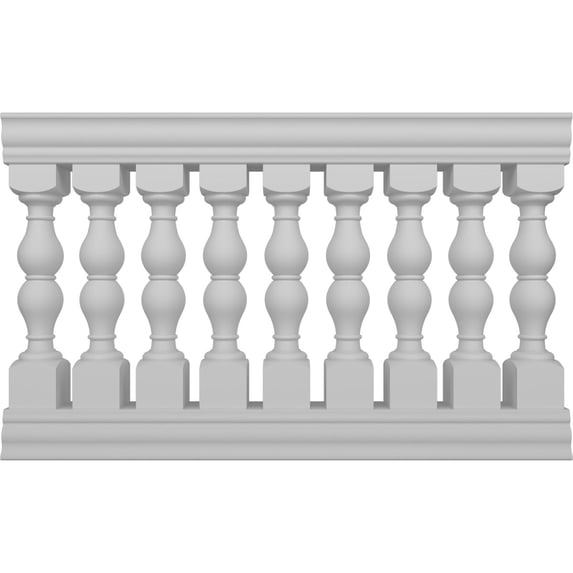 Ekena Millwork 40"H x 5'L Fiberthane Avalon Unassembled Balustrade Railing Kit, Style D (6 7/8" On-Center Spacing to Pass 4" Sphere Code)
