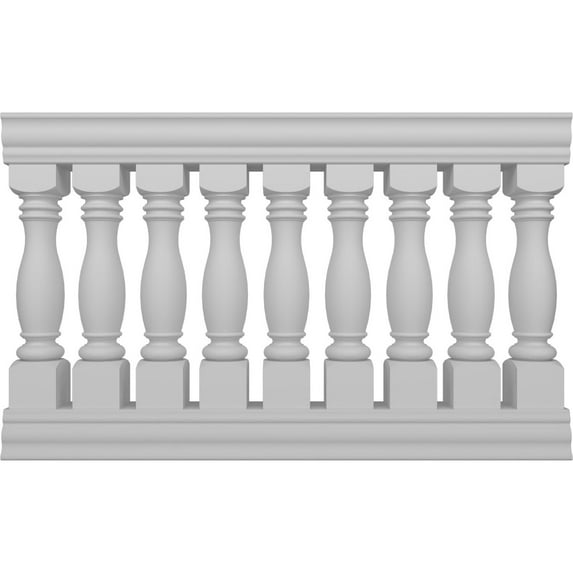 Ekena Millwork 40"H x 5'L Fiberthane Embassy Unassembled Balustrade Railing Kit, Style D (7" On-Center Spacing to Pass 4" Sphere Code)