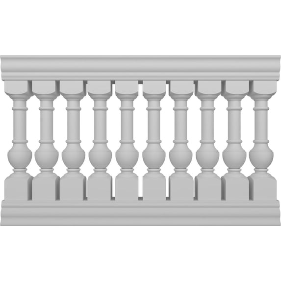 Ekena Millwork 40"H x 5'L Fiberthane York Unassembled Balustrade Railing Kit, Style D (6 3/8" On-Center Spacing to Pass 4" Sphere Code)