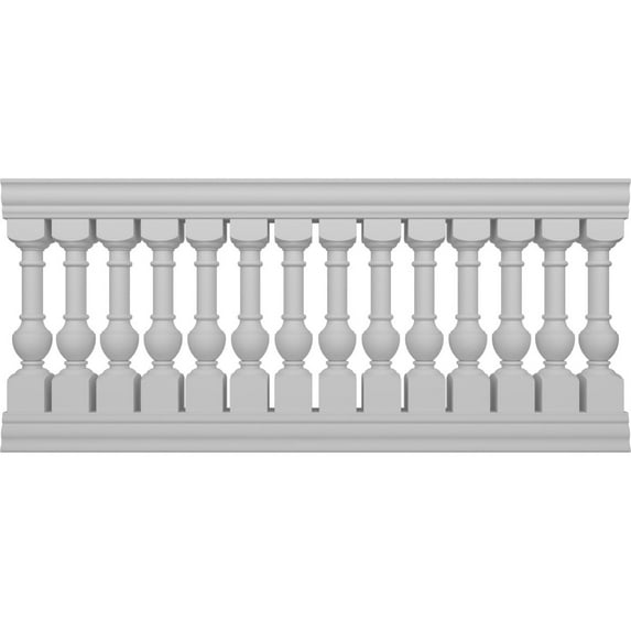 Ekena Millwork 40"H x 7'L Fiberthane York Unassembled Balustrade Railing Kit, Style D (6 3/8" On-Center Spacing to Pass 4" Sphere Code)
