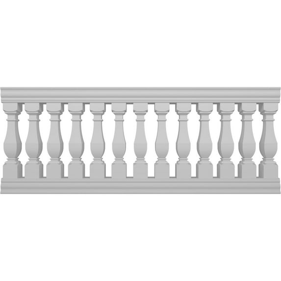 Ekena Millwork 40"H x 8'L Fiberthane Arcadian Unassembled Balustrade Railing Kit, Style D (7 3/8" On-Center Spacing to Pass 4" Sphere Code)
