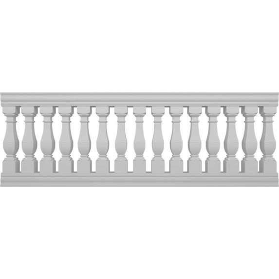 Ekena Millwork 40"H x 9'L Fiberthane Arcadian Unassembled Balustrade Railing Kit, Style D (7 3/8" On-Center Spacing to Pass 4" Sphere Code)