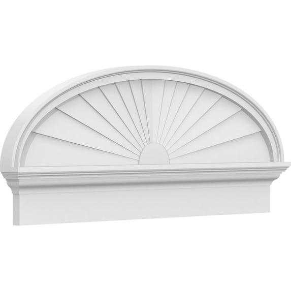 Ekena Millwork 40"W x 16-7/8"H x 2-3/4"P Elliptical Sunburst Architectural Grade PVC Combination Pediment